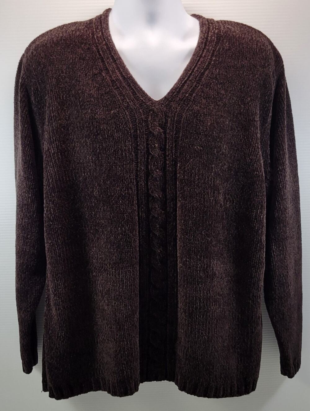 L) Women's Emily Rose Brown Pullover Soft Acrylic Sweater XL